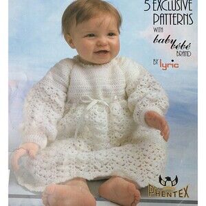 Vintage Craft Pattern Booklet Knit Crochet Baby Infant Gowns Jackets Booties Set